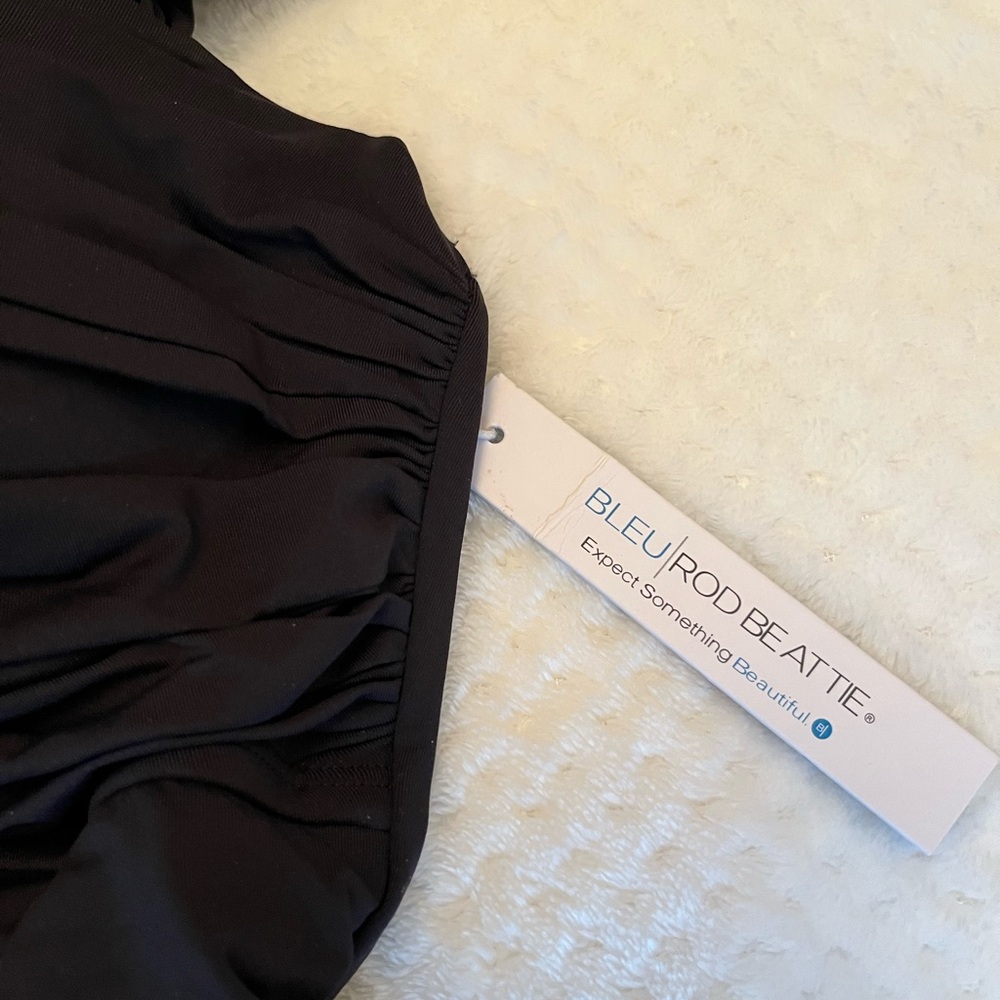 Bleu Rod Beattie Black Ruched One-Piece Sweetheart Style Swimsuit size 8 - Picture 5 of 7